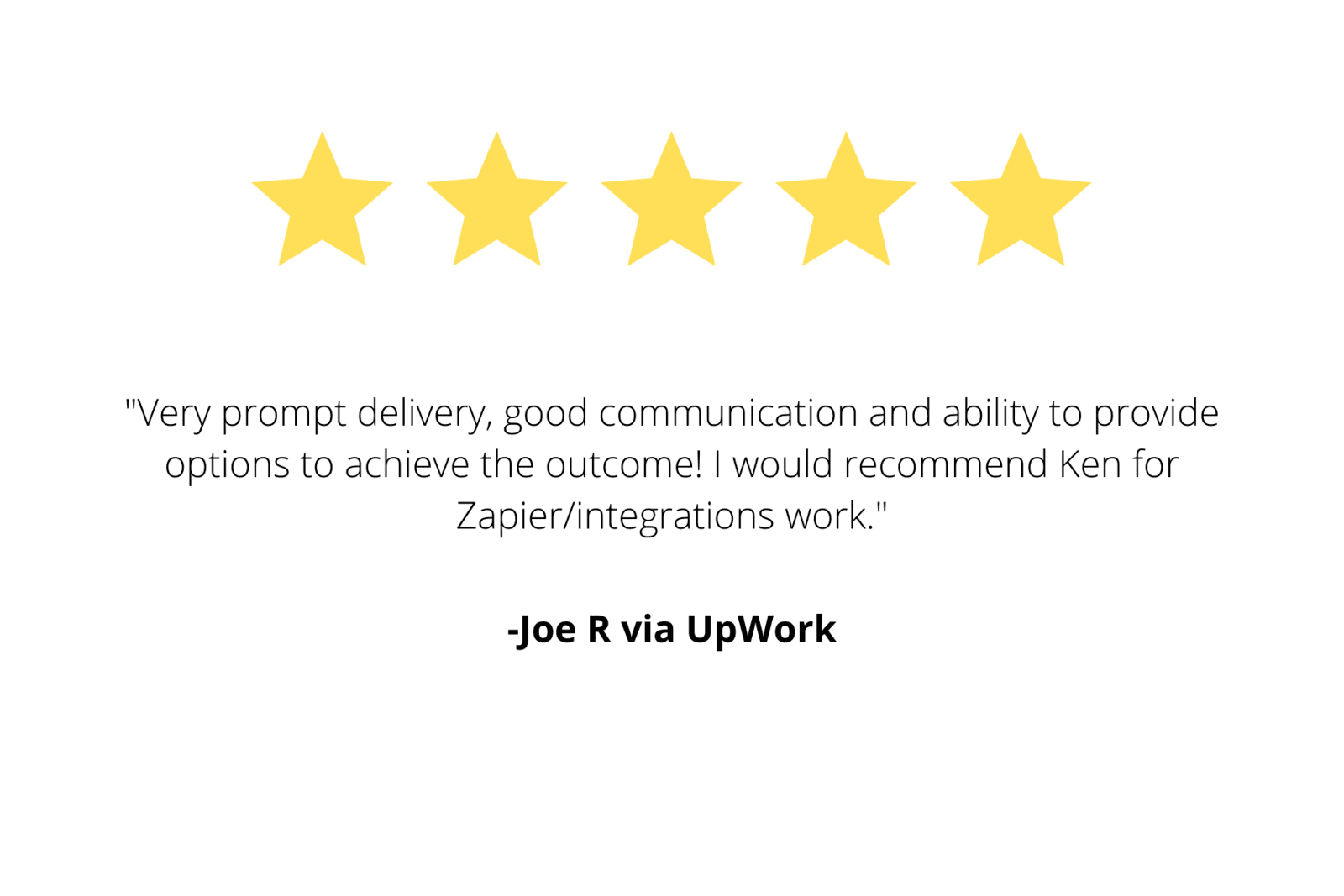 "Very prompt delivery, good communication and ability to provide options to achieve the outcome! I would recommend Ken for Zapier/integrations work."